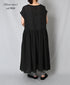 NMDS26272 80s POWER LOOM LINEN PLAIN BOAT-NECK LACE PULLOVER DRESS