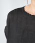 NMDS26272 80s POWER LOOM LINEN PLAIN BOAT-NECK LACE PULLOVER DRESS