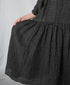 NMDS26284 80s POWER LOOM LINEN CHECK REGULAR COLLAR DRESS WITH RAJASTAN GATHER