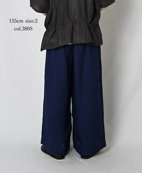 INMDS25122 YARN DYE NATURAL INDIGO EASY PANTS
