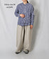 NVL2681SCW POPLIN STRIPE & CHECK WRINKLE BANDED COLLAR L/SL OVERSIZED SHIRTS