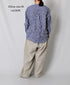 NVL2681SCW POPLIN STRIPE & CHECK WRINKLE BANDED COLLAR L/SL OVERSIZED SHIRTS