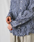 NVL2681SCW POPLIN STRIPE & CHECK WRINKLE BANDED COLLAR L/SL OVERSIZED SHIRTS