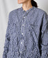 NVL2681SCW POPLIN STRIPE & CHECK WRINKLE BANDED COLLAR L/SL OVERSIZED SHIRTS