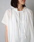 NSL26092 80s COTTON VOILE LACE LACE&STRING COLLAR GATHERED SHIRT