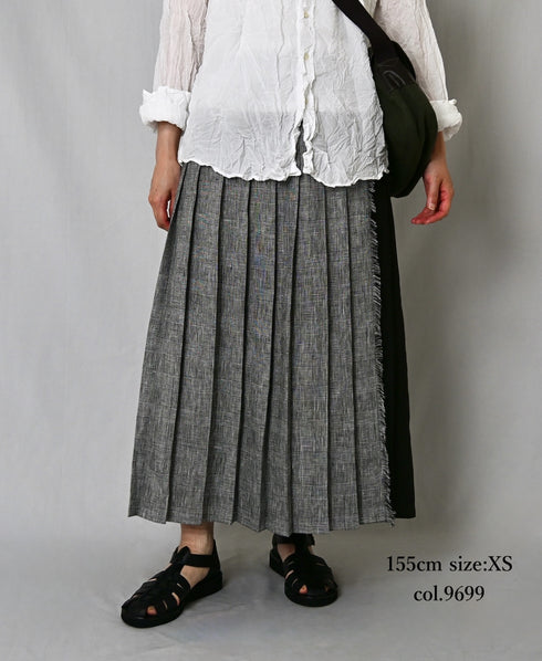 NOD2501PW ILISH LINEN LOW WAIST PLEATS WRAP SKIRT LENGTH 80cm