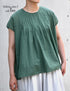 INSL26342 80s VOILE PLAIN WITH CUT WORK LACE CREW NECK FRENCH/SL SHIRTS WITH PINTUCK