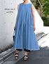 INMDS26063 HANDWOVEN COTTON STRIPE INVERTED PLEAT NO/SL PULLOVER DRESS