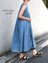 INMDS26063 HANDWOVEN COTTON STRIPE INVERTED PLEAT NO/SL PULLOVER DRESS