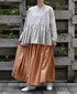 NMDS26121 POWER LOOM CO VOILE ARABESQUE HAND SCREEN PRINT RAJASTHAN TUCK GATHERED 3/4SL PULLOVER