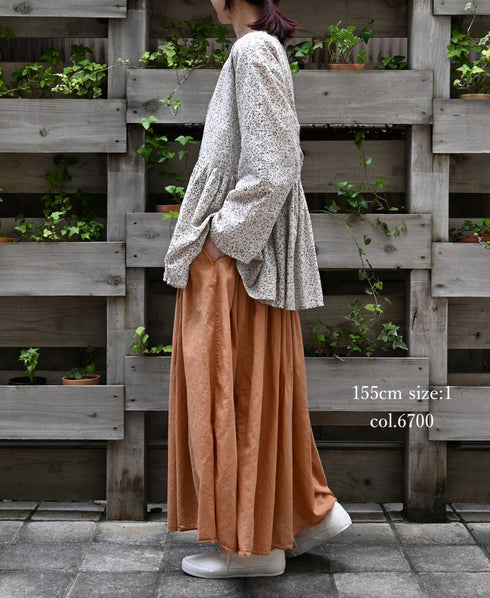 NMDS26515D 80s ORGANIC VOILE STRIPE (OVERDYE) MINI PINTUCK FLARED SKIRT