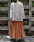 NMDS26121 POWER LOOM CO VOILE ARABESQUE HAND SCREEN PRINT RAJASTHAN TUCK GATHERED 3/4SL PULLOVER
