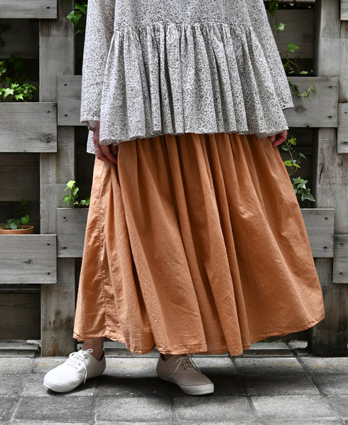 NMDS26515D 80s ORGANIC VOILE STRIPE (OVERDYE) MINI PINTUCK FLARED SKIRT