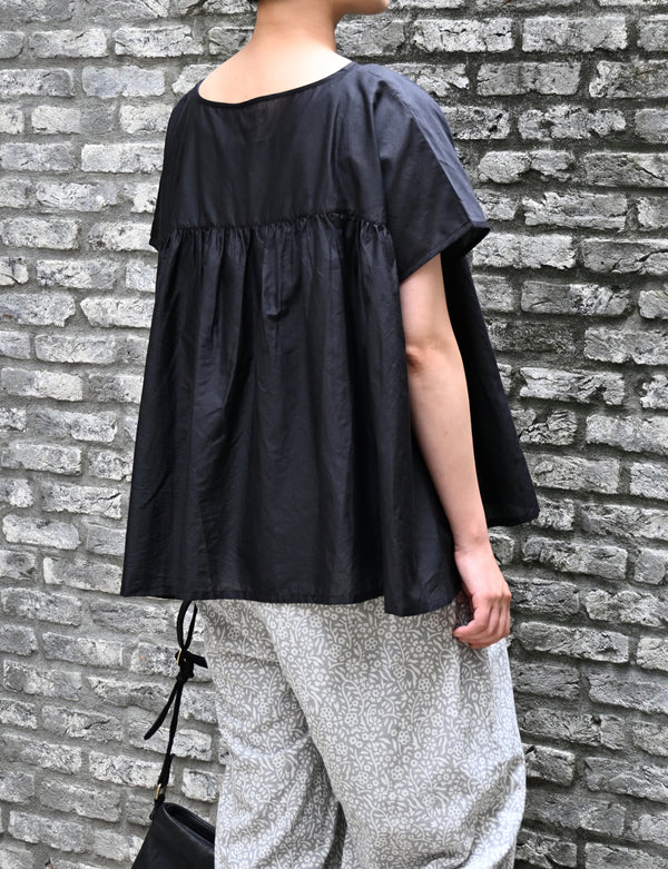 NSL26042 COTTON SILK PLAIN GATHERED SMOCK