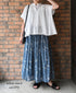 NSL26065 80s VOILE LEAF & FLOWER PRINT GATHERED SKIRT