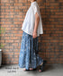 NSL26065 80s VOILE LEAF & FLOWER PRINT GATHERED SKIRT