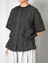 NMDS26281 80s POWER LOOM LINEN CHECK LACE PINTUCK HALF/SLEEVE 2WAY SHIRT