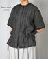 NMDS26281 80s POWER LOOM LINEN CHECK LACE PINTUCK HALF/SLEEVE 2WAY SHIRT