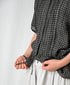 NMDS26281 80s POWER LOOM LINEN CHECK LACE PINTUCK HALF/SLEEVE 2WAY SHIRT