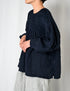 INMDS26003D 60s AUTOLOOM LINEN PLAIN OVERDYE BACK OPENING PULLOVER WITH MINI PINTUCK