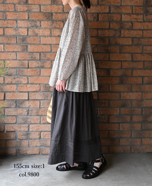 NSL26093 80s COTTON VOILE LACE GATHERED SKIRT