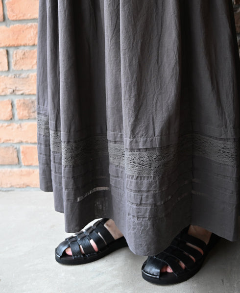 NSL26093 80s COTTON VOILE LACE GATHERED SKIRT