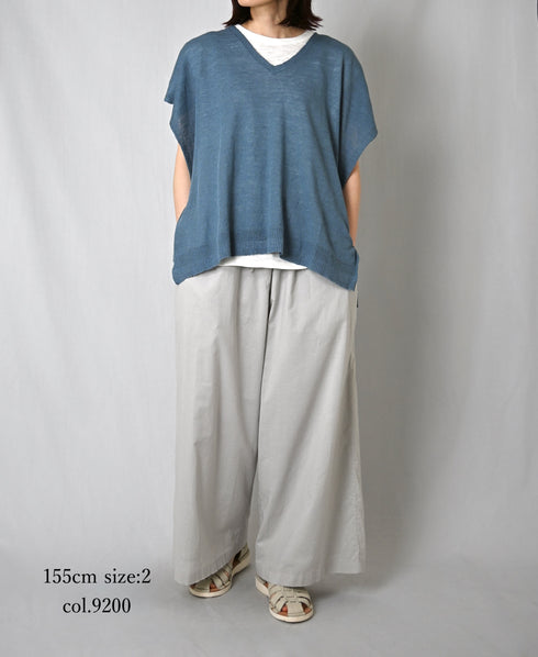 NSL26008 60s CAMBRIC PLAIN WIDE EASY PANTS