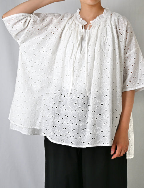 NSL26083 ALL HEMLA FRILL & STRING GATHERED SHIRT