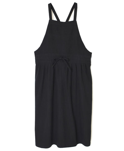 GNAM2611 COTTON/LINEN HERRINGBONE APRON ONE-PIECE