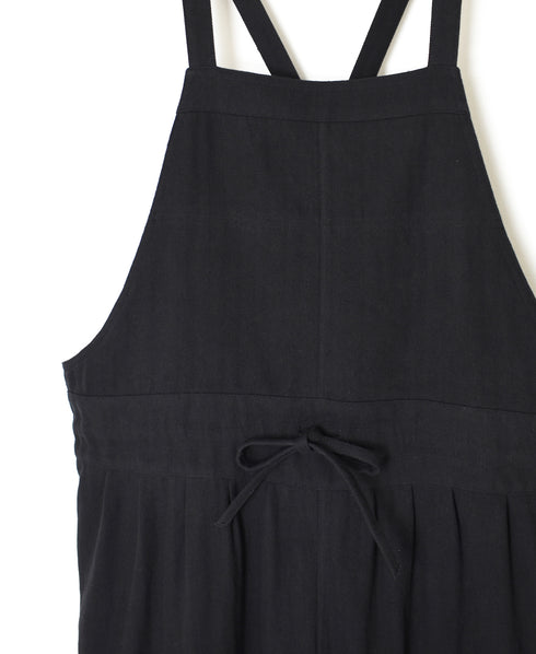 GNAM2611 COTTON/LINEN HERRINGBONE APRON ONE-PIECE