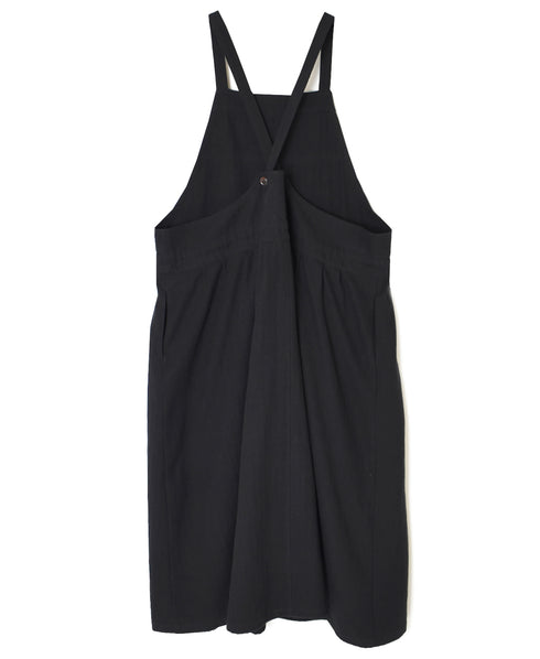 GNAM2611 COTTON/LINEN HERRINGBONE APRON ONE-PIECE