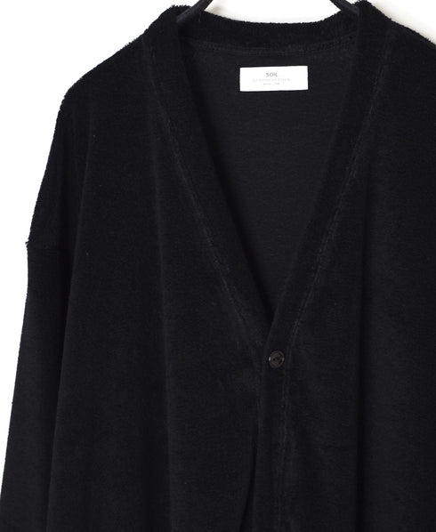 GNSL26031 LINEN/POLYESTER PILE V-NECK 1BUTTON CARDIGAN