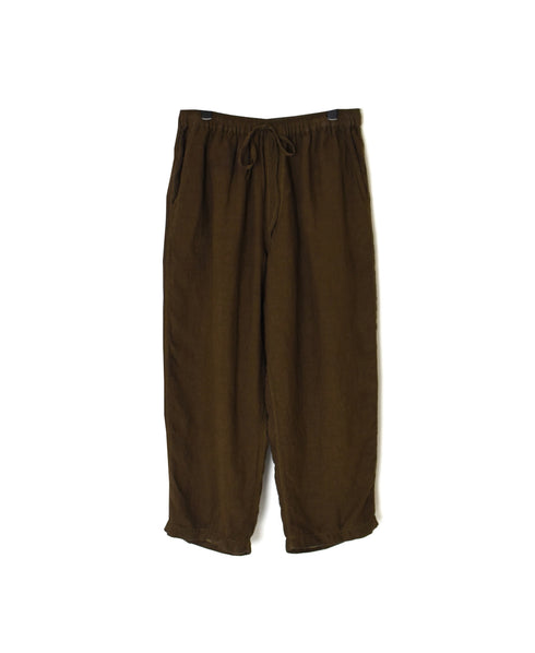 IMDSH2101LPD 60s AUTO LOOM LINEN PLAIN OVERDYE EASY CROPPED PANTS