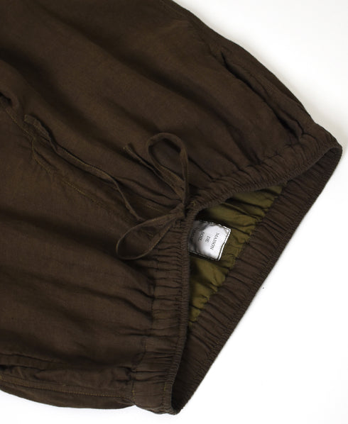 IMDSH2101LPD 60s AUTO LOOM LINEN PLAIN OVERDYE EASY CROPPED PANTS