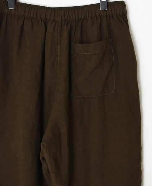 IMDSH2101LPD 60s AUTO LOOM LINEN PLAIN OVERDYE EASY CROPPED PANTS