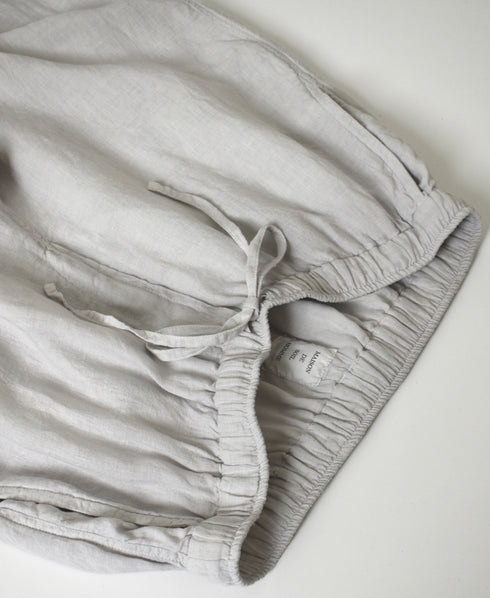 IMDSH2101LPD 60s AUTO LOOM LINEN PLAIN OVERDYE EASY CROPPED PANTS