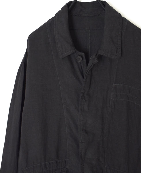 IMDSH2601LPD 60s AUTO LOOM LINEN PLAIN OVERDYE FLY FRONT JACKET