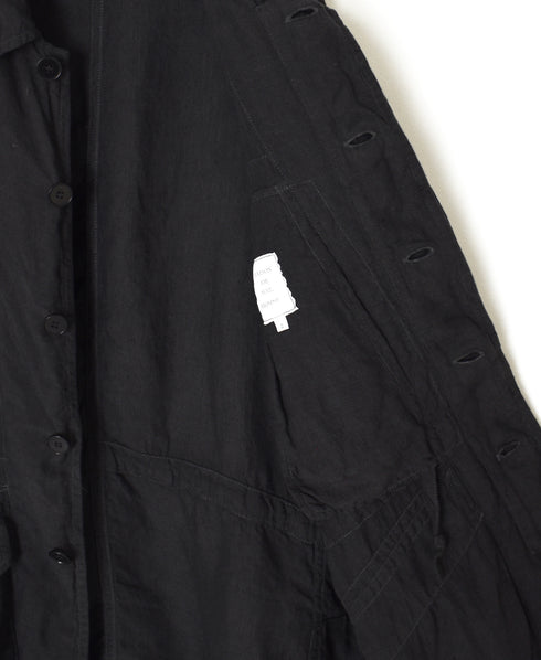 IMDSH2601LPD 60s AUTO LOOM LINEN PLAIN OVERDYE FLY FRONT JACKET