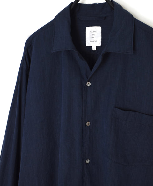 IMDSH2611H HANDWOVEN COTTON HAKEME OPEN COLLAR L/SL SHIRTS