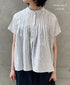 INSL26331 60s AUTO LOOM COTTON/LINEN STRIPE BANDED COLLAR FRENCH/SL PINTUCK SHIRTS