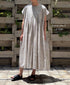 INMDS26122 POWER LOOM COTTON VOILE ARABESQUE HAND SCREEN PRINT INVERTED PLEAT FRENCH/SL DRESS