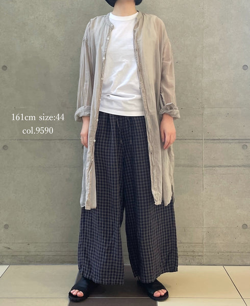 LNHT1713LC LINEN CHECK OVERDYE EASY PANTS