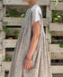INMDS26122 POWER LOOM COTTON VOILE ARABESQUE HAND SCREEN PRINT INVERTED PLEAT FRENCH/SL DRESS