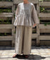 NMDS26121 POWER LOOM CO VOILE ARABESQUE HAND SCREEN PRINT RAJASTHAN TUCK GATHERED 3/4SL PULLOVER