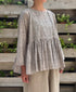 NMDS26121 POWER LOOM CO VOILE ARABESQUE HAND SCREEN PRINT RAJASTHAN TUCK GATHERED 3/4SL PULLOVER