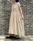 NMDS26513D 80s ORGANIC VOILE STRIPE (OVERDYE) CREW-NECK F/SL DRESS WITH PINTUCK