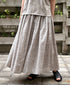 INMDS26123 POWER LOOM COTTON VOILE ARABESQUE HAND SCREEN PRINT FLARED SKIRT WITH PINTUCK