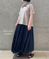 NMDS26515D 80s ORGANIC VOILE STRIPE (OVERDYE) MINI PINTUCK FLARED SKIRT