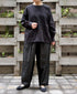 NMDS26522 60s ORGANIC CAMBRIC WITH EMB BACK OPENING CREW NECK PINTUCK & EMB SHIRT
