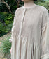 NMDS26604D ORGANIC MICRO CHECK&VOILE PLAIN PATCHWORK OVERDYE CREW-NECK BUTTON SHIRT MAXI DRESS WITH PINTUCK